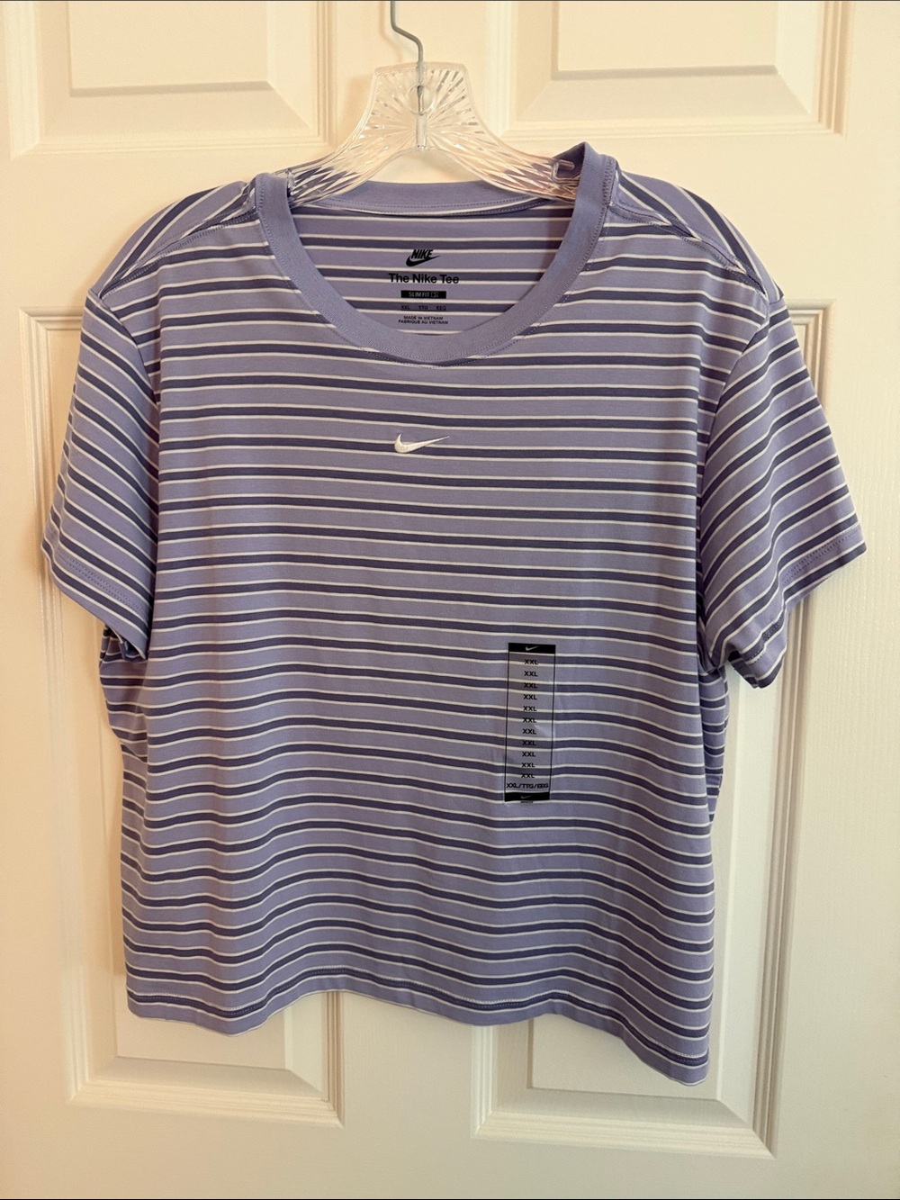 Nike Lavender and White Striped Crop Tee
